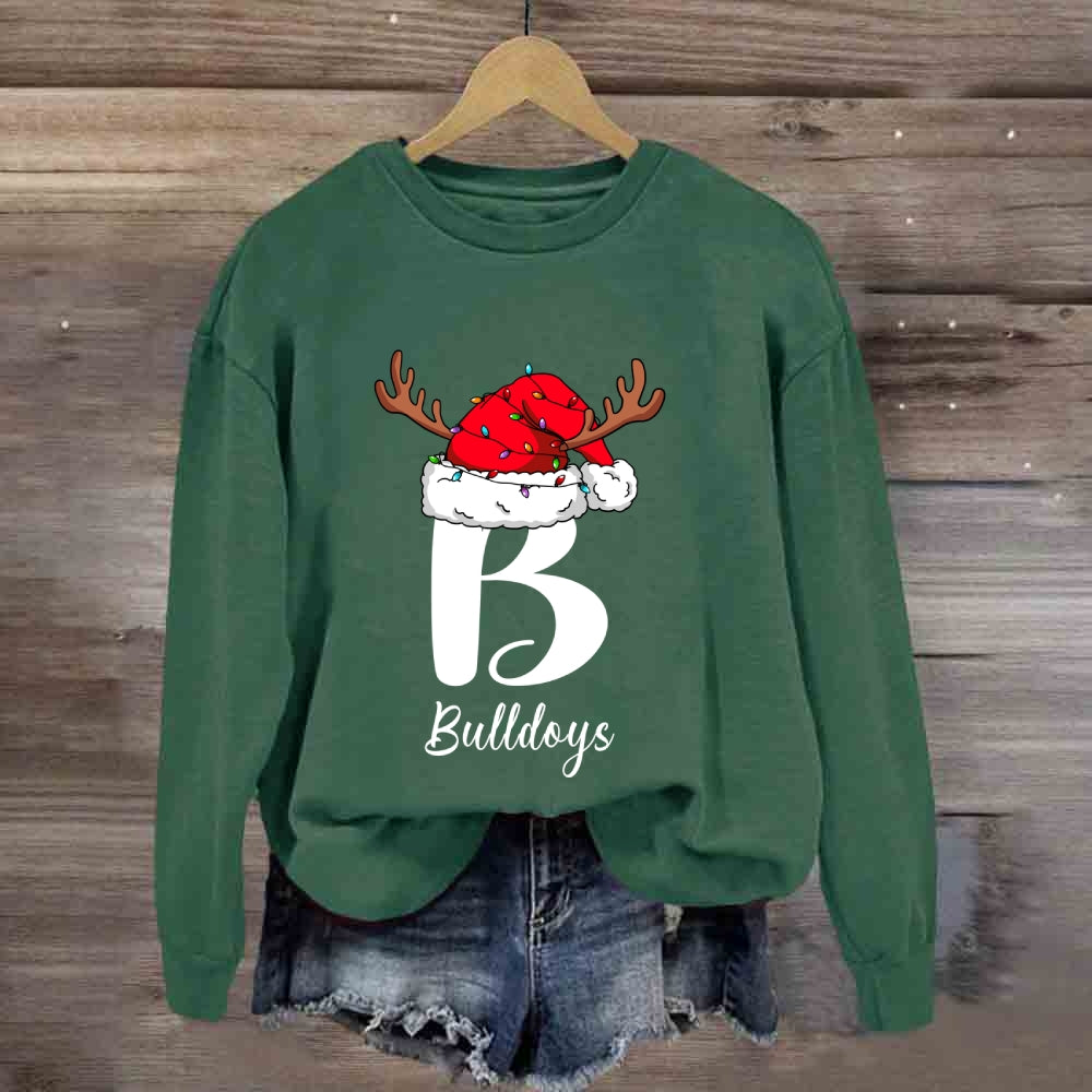 Personalized Name Or Mascot Santa Hat Sweatshirt