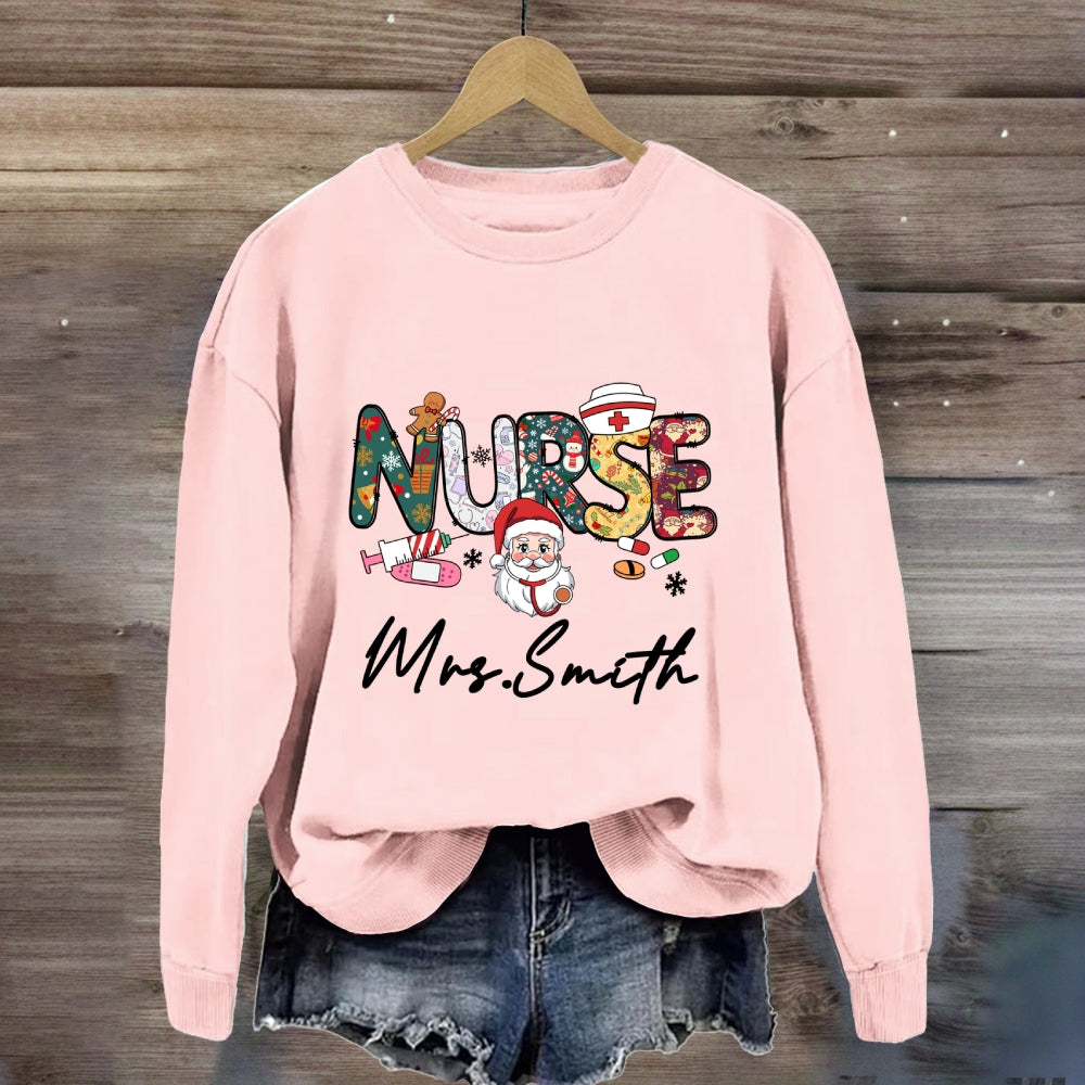 Personalized Christmas Nurse Name Sweatshirt