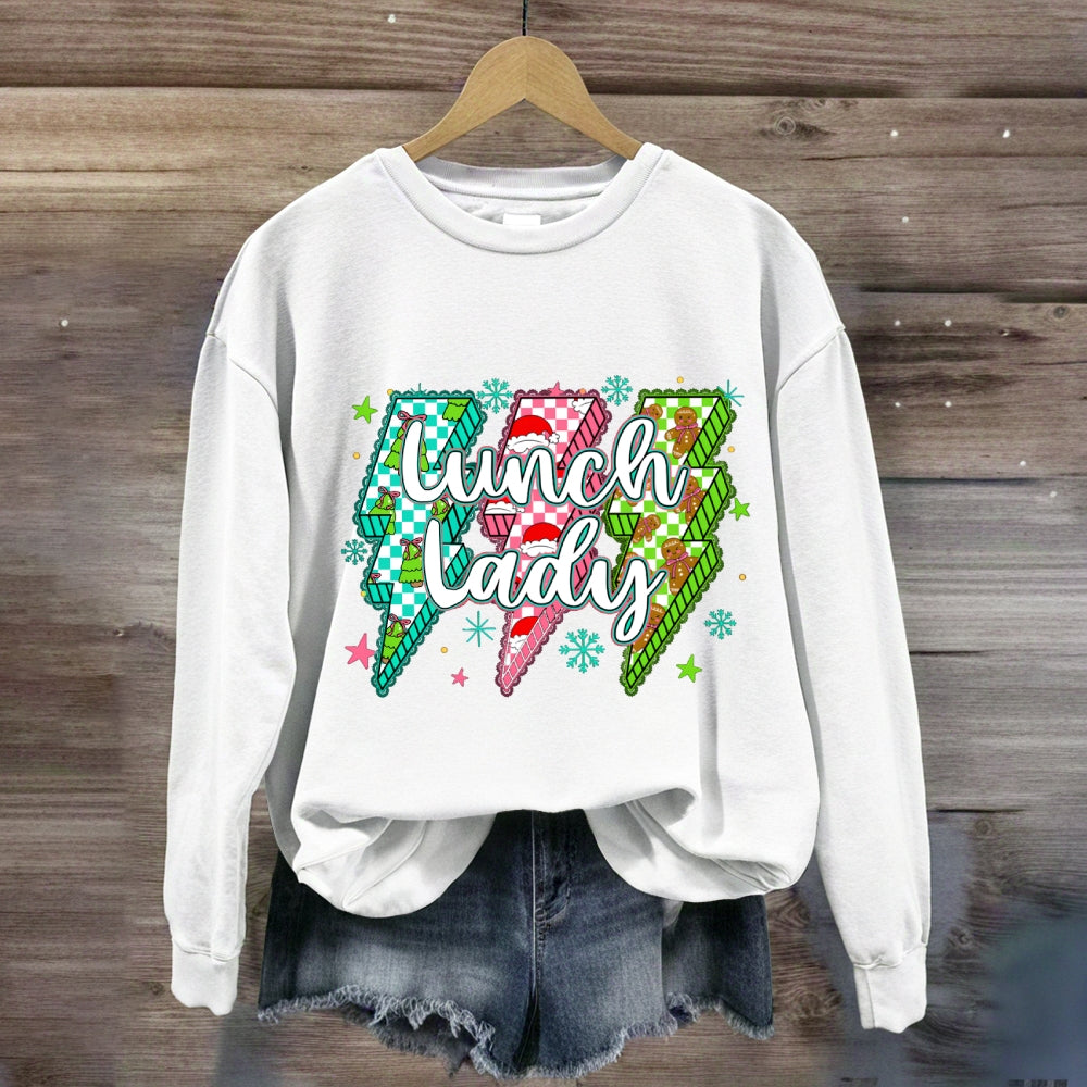 Lunch Lady Christmas Lightning Vibes Sweatshirt