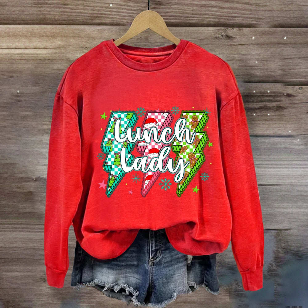 Lunch Lady Christmas Lightning Vibes Sweatshirt