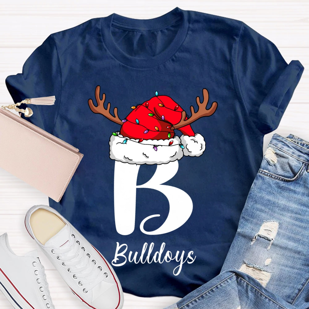 Personalized Name Santa Hats And Christmas Lights T-shirt