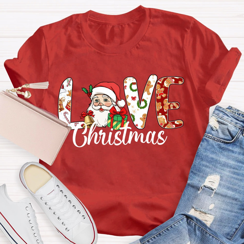 Love Christmas Santa Claus And Christmas Vibes Fonts T-shirt