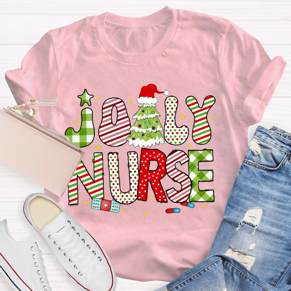Jolly Nurse Merry Christmas Tree T-shirt