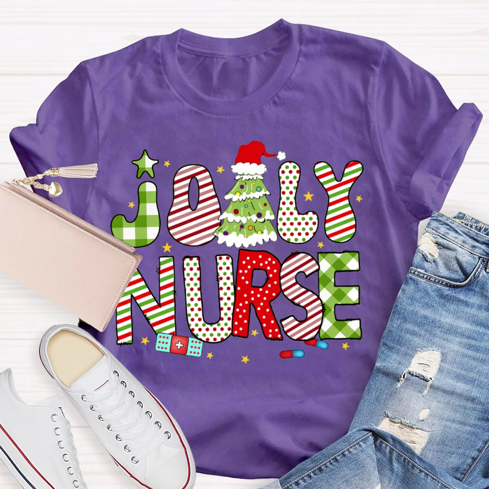 Jolly Nurse Merry Christmas Tree T-shirt
