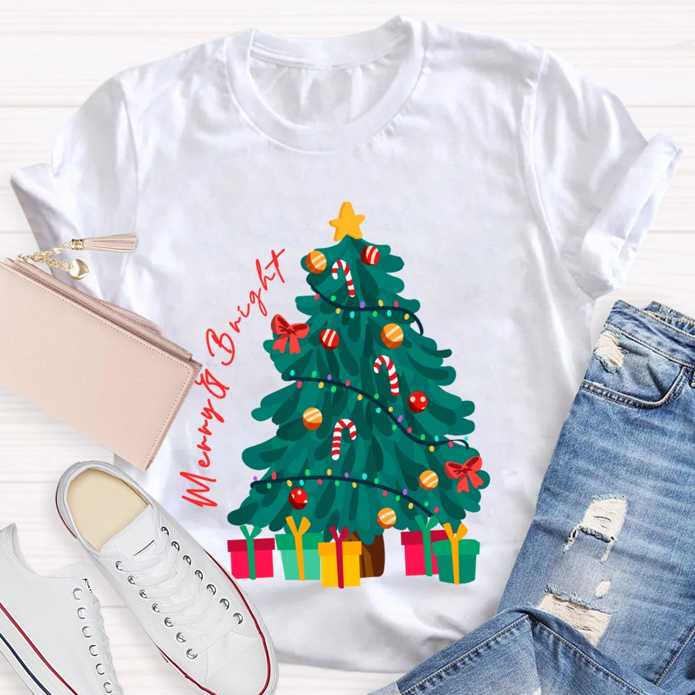 Merry And Bright Christmas Tree Christmas Vibes T-shirt