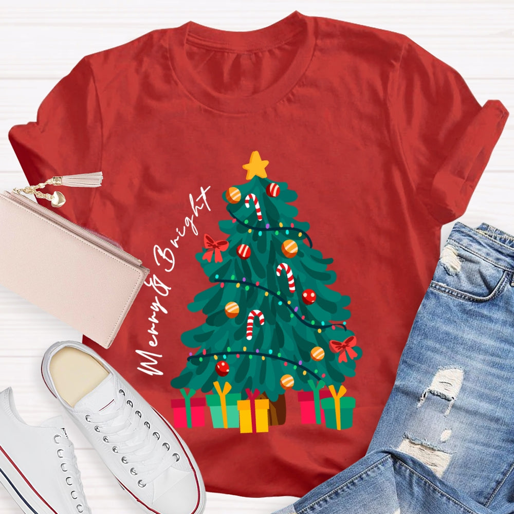 Merry And Bright Christmas Tree Christmas Vibes T-shirt