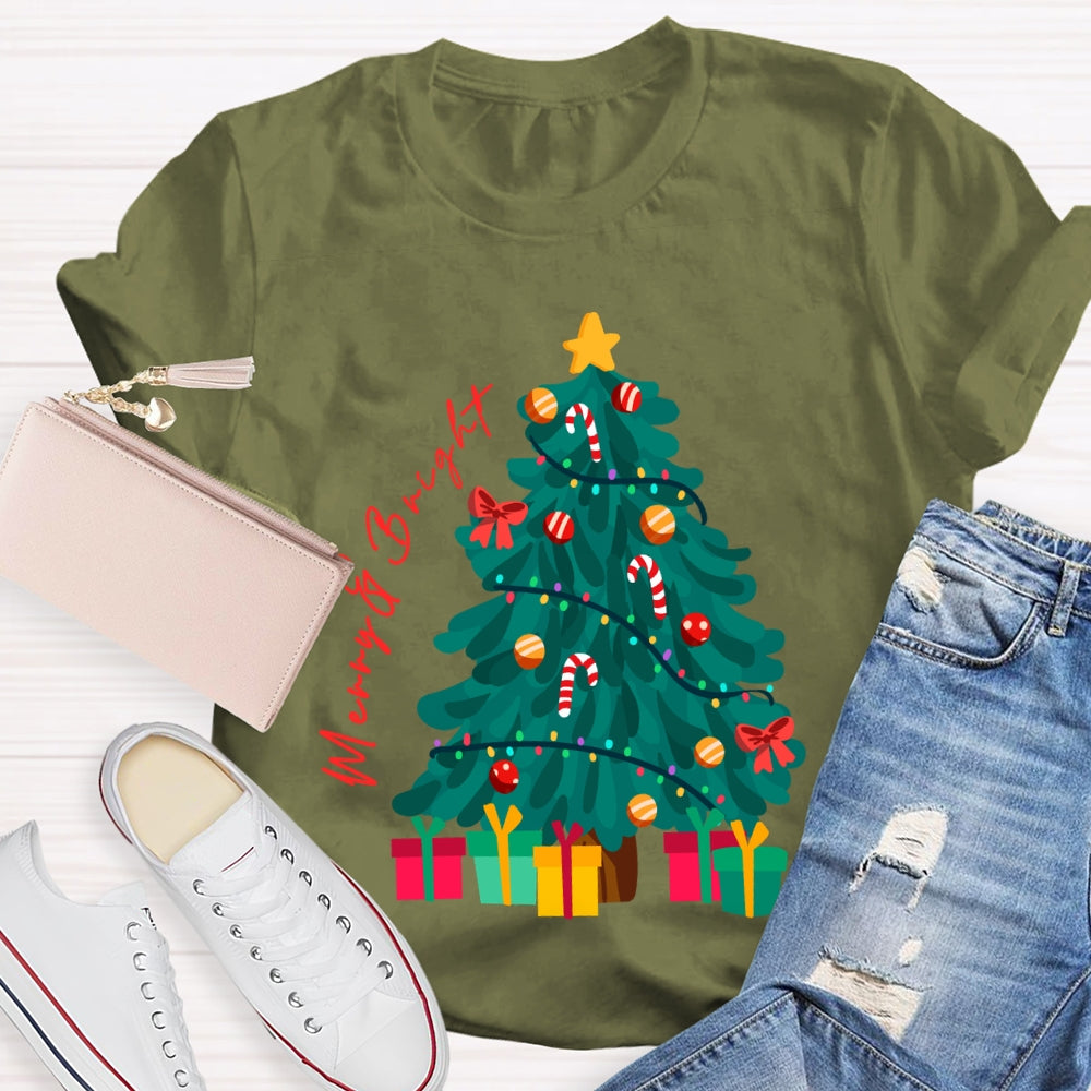 Merry And Bright Christmas Tree Christmas Vibes T-shirt