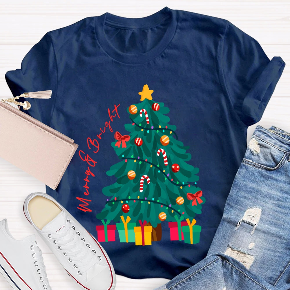 Merry And Bright Christmas Tree Christmas Vibes T-shirt