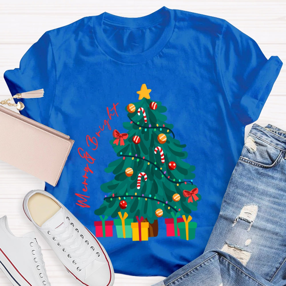 Merry And Bright Christmas Tree Christmas Vibes T-shirt