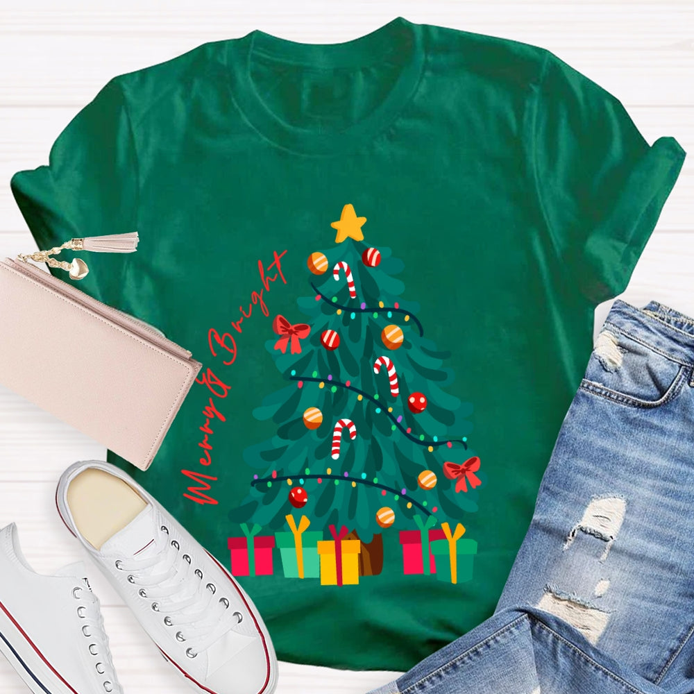 Merry And Bright Christmas Tree Christmas Vibes T-shirt