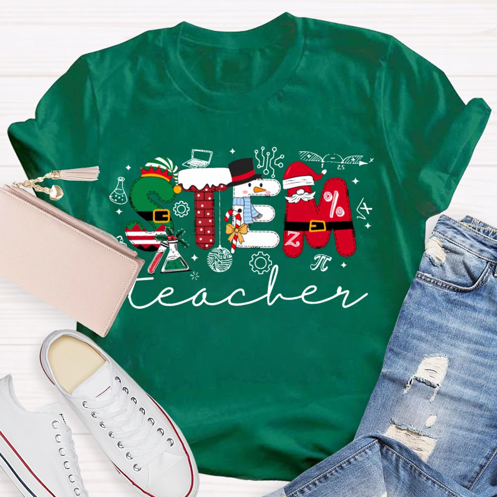 Stem Teacher Christmas Vibes Fonts T-shirt