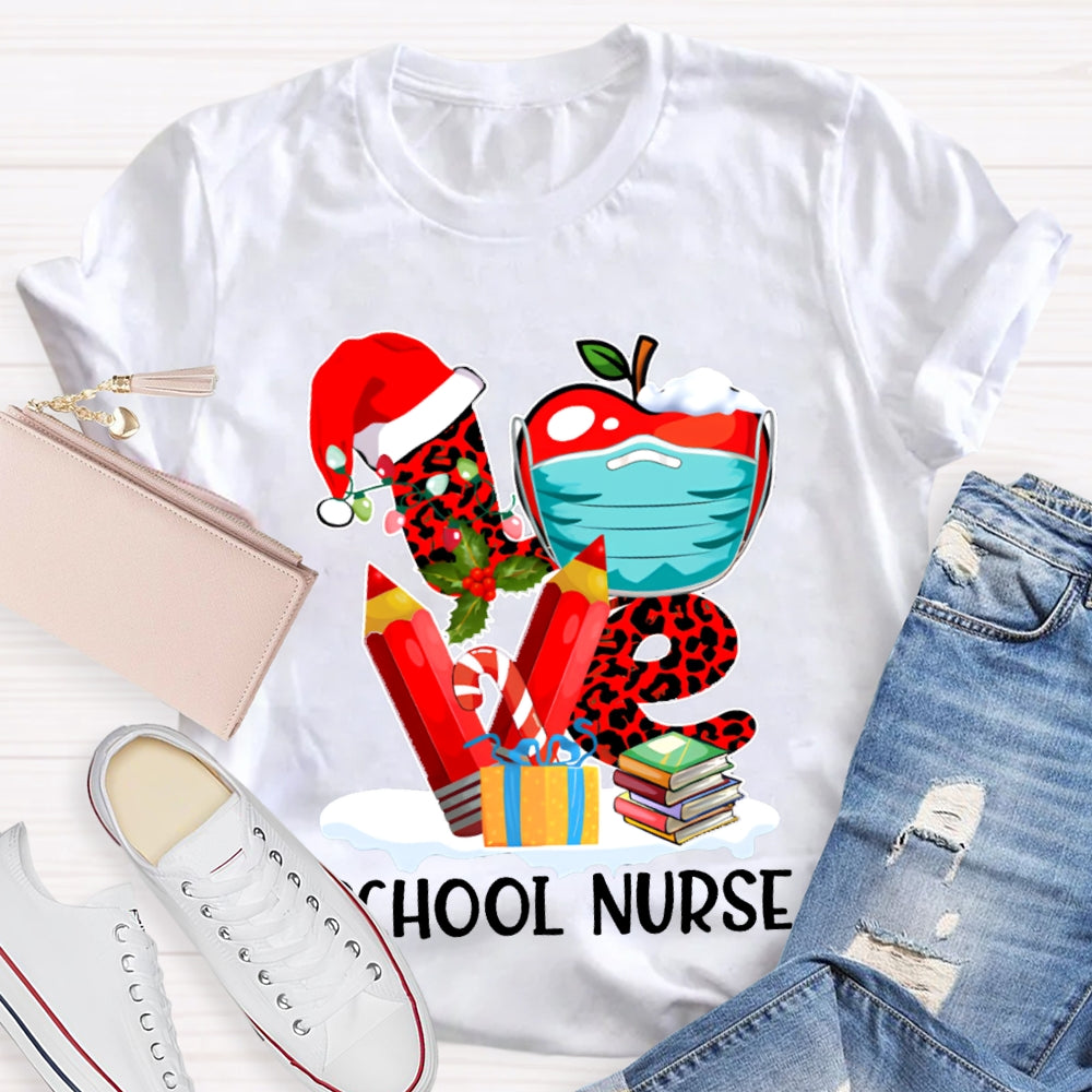 Love School Nurse Vibes Christmas T-shirt