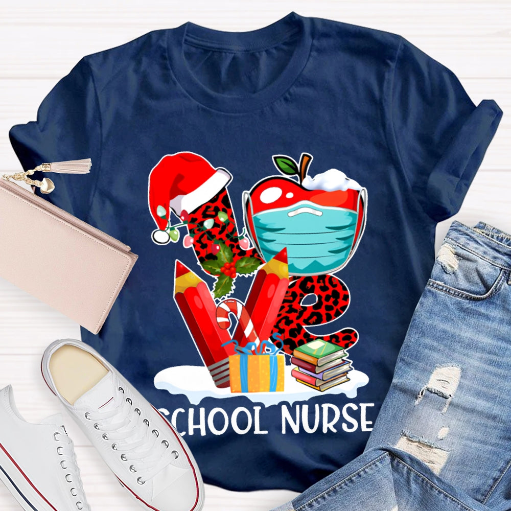 Love School Nurse Vibes Christmas T-shirt