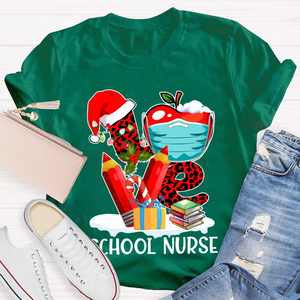Love School Nurse Vibes Christmas T-shirt