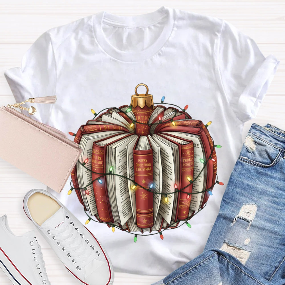 Christmas Lights Books Pumpkin Christmas T-shirt