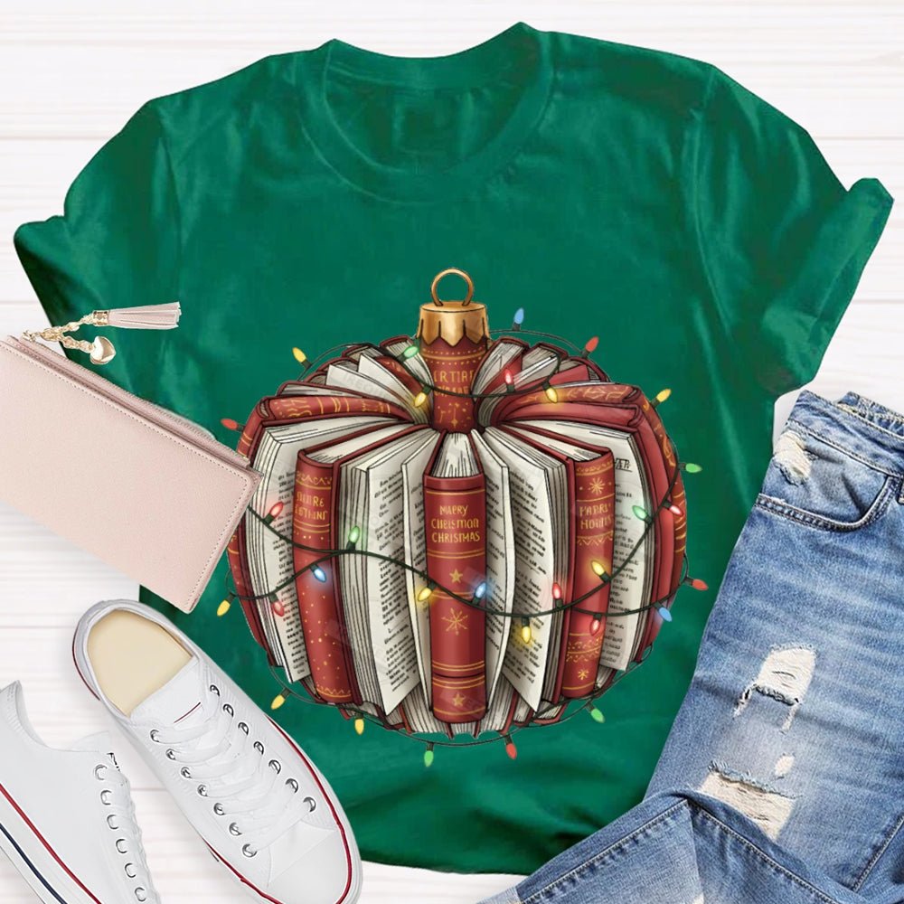 Christmas Lights Books Pumpkin Christmas T-shirt