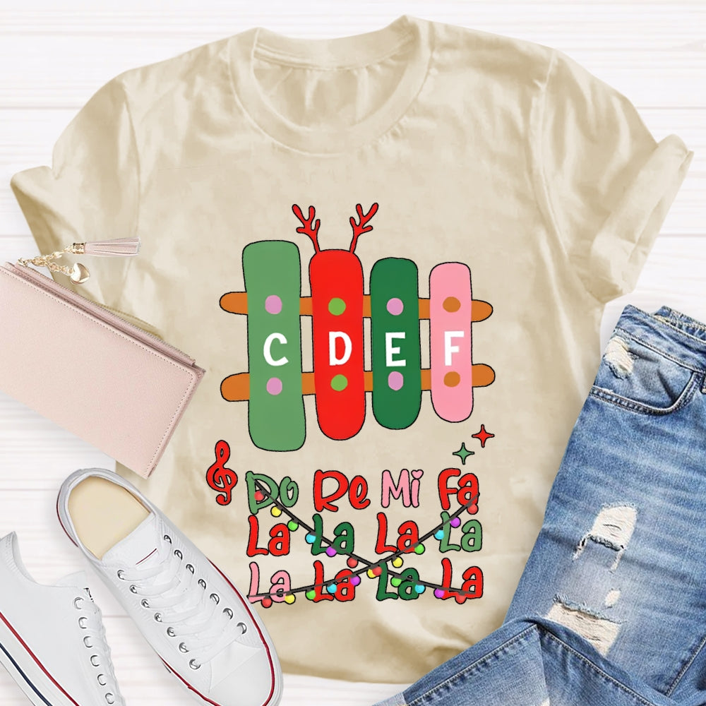 Do Re Mi Fa La La La La Colorful Font Christmas Music Teacher T-shirt