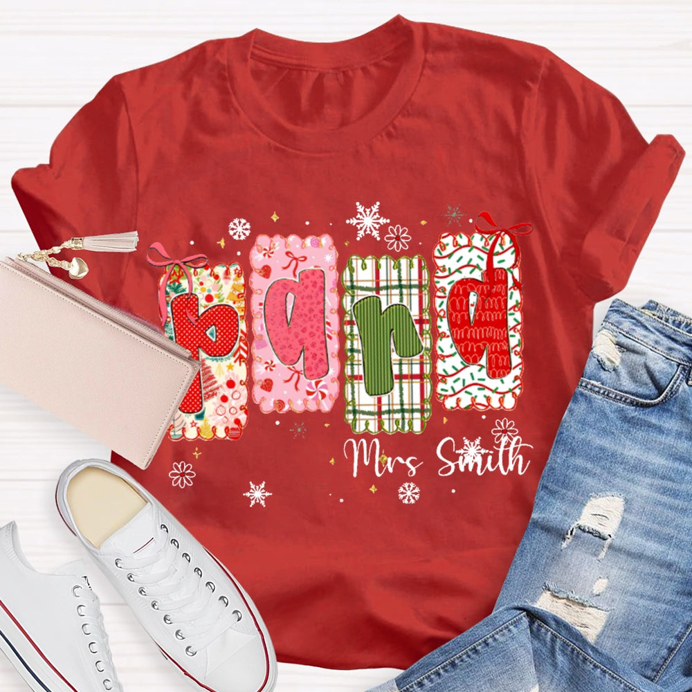 Personalized Name Para Color Block Font Christmas Vibes T-shirt