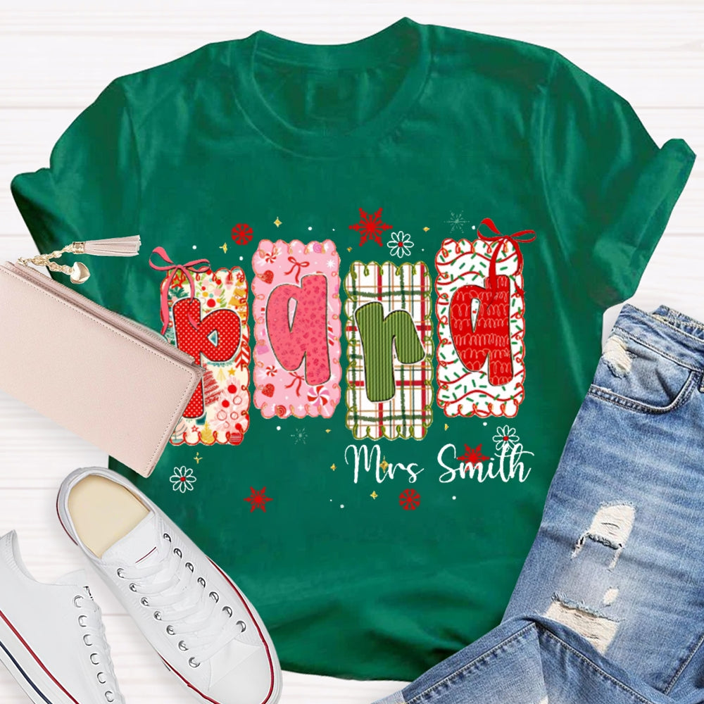 Personalized Name Para Color Block Font Christmas Vibes T-shirt