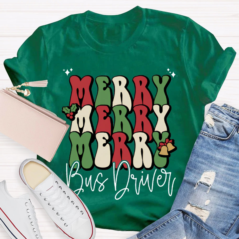 Merry Bus Driver Christmas Vibes T-shirt