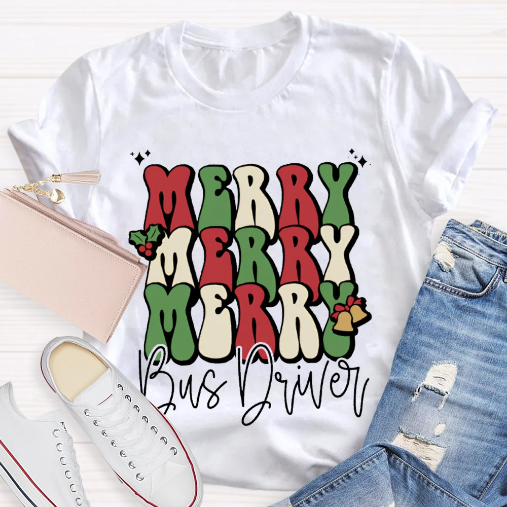 Merry Bus Driver Christmas Vibes T-shirt