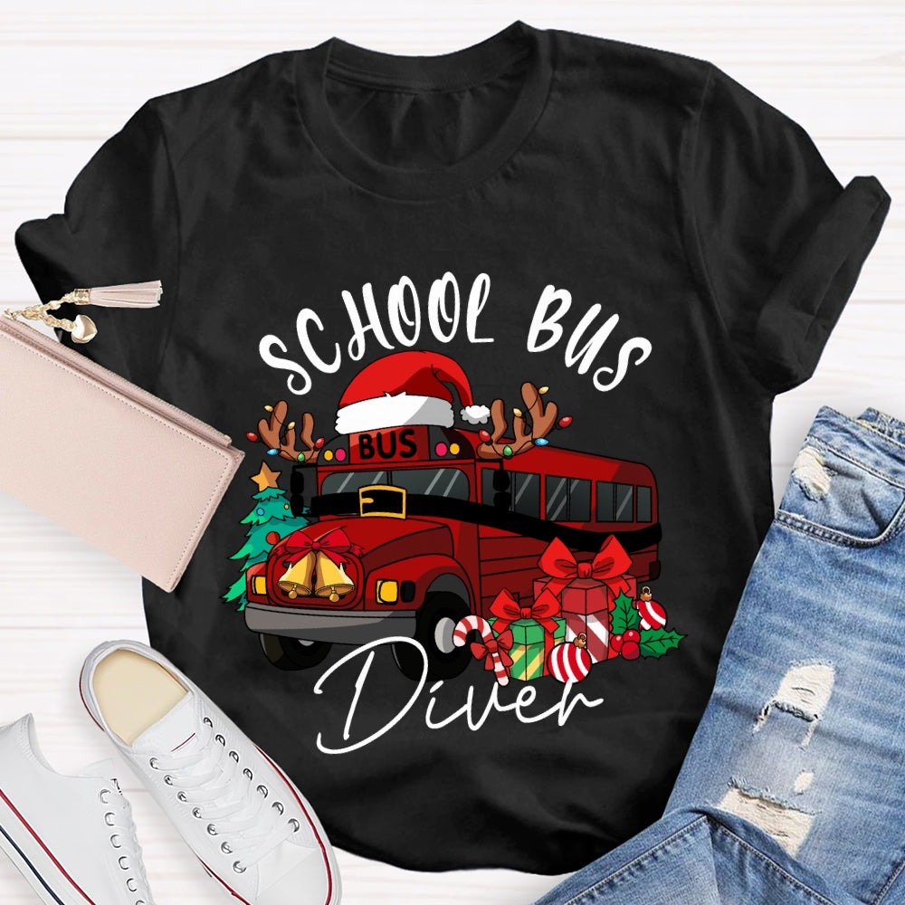 School Bus Driver Christmas School Bus Christmas Vibes T-shirt