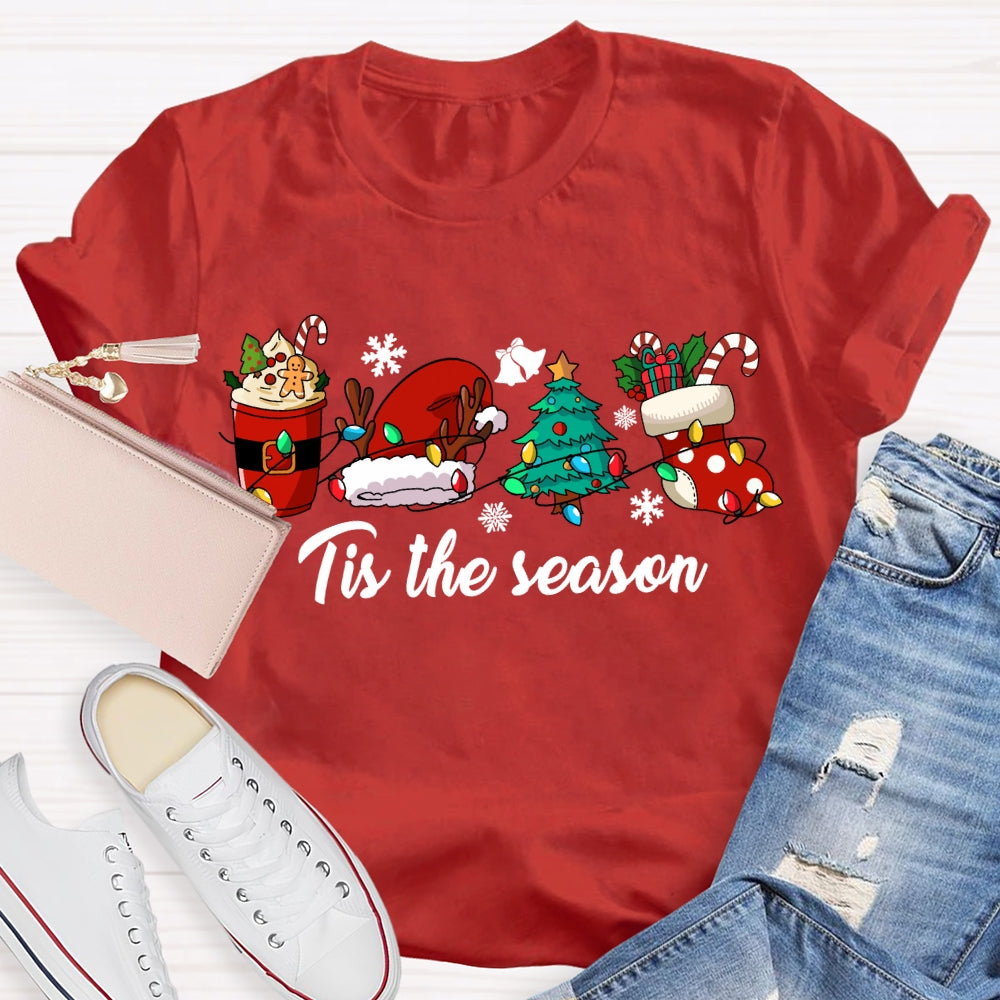 His The Season Christmas Tree And Santa Hat Christmas T-shirt