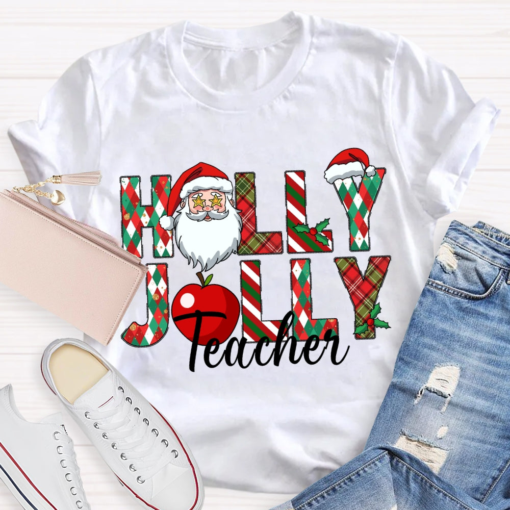Teacher Santa Claus And Apples Christmas T-shirt