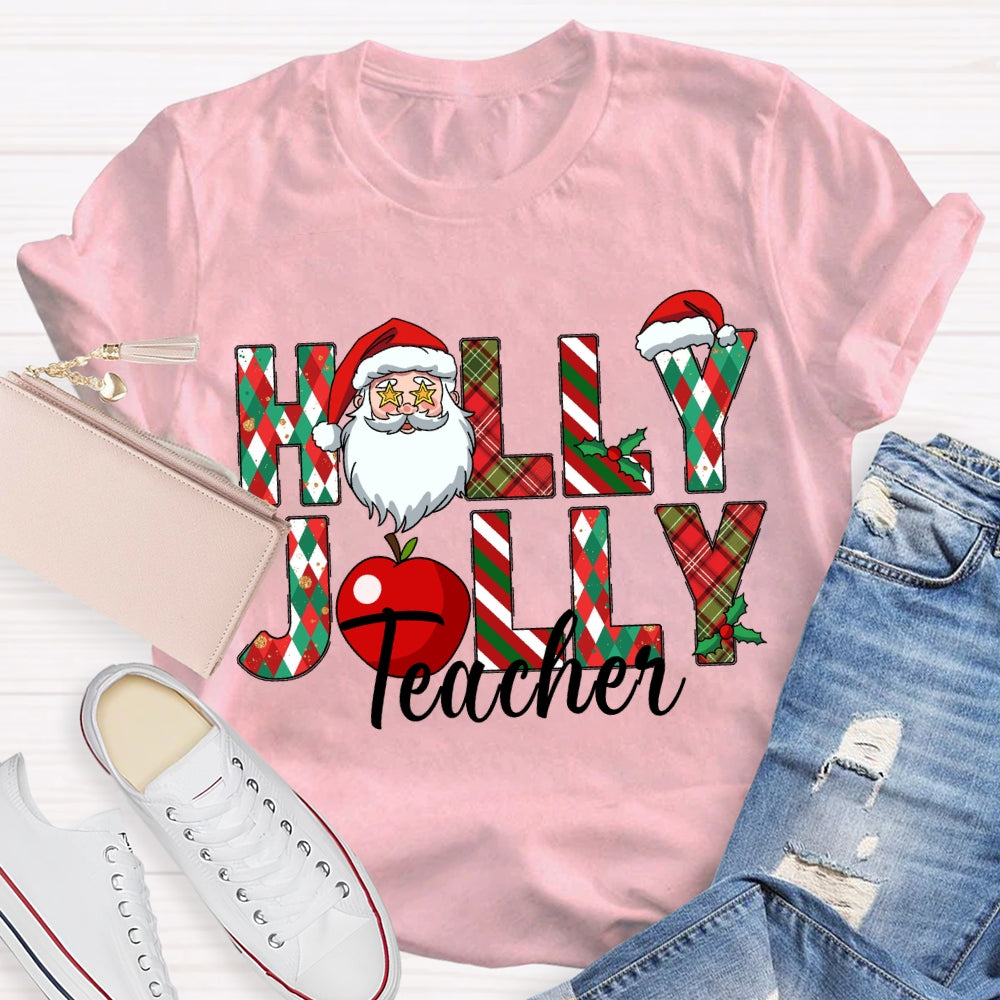 Teacher Santa Claus And Apples Christmas T-shirt