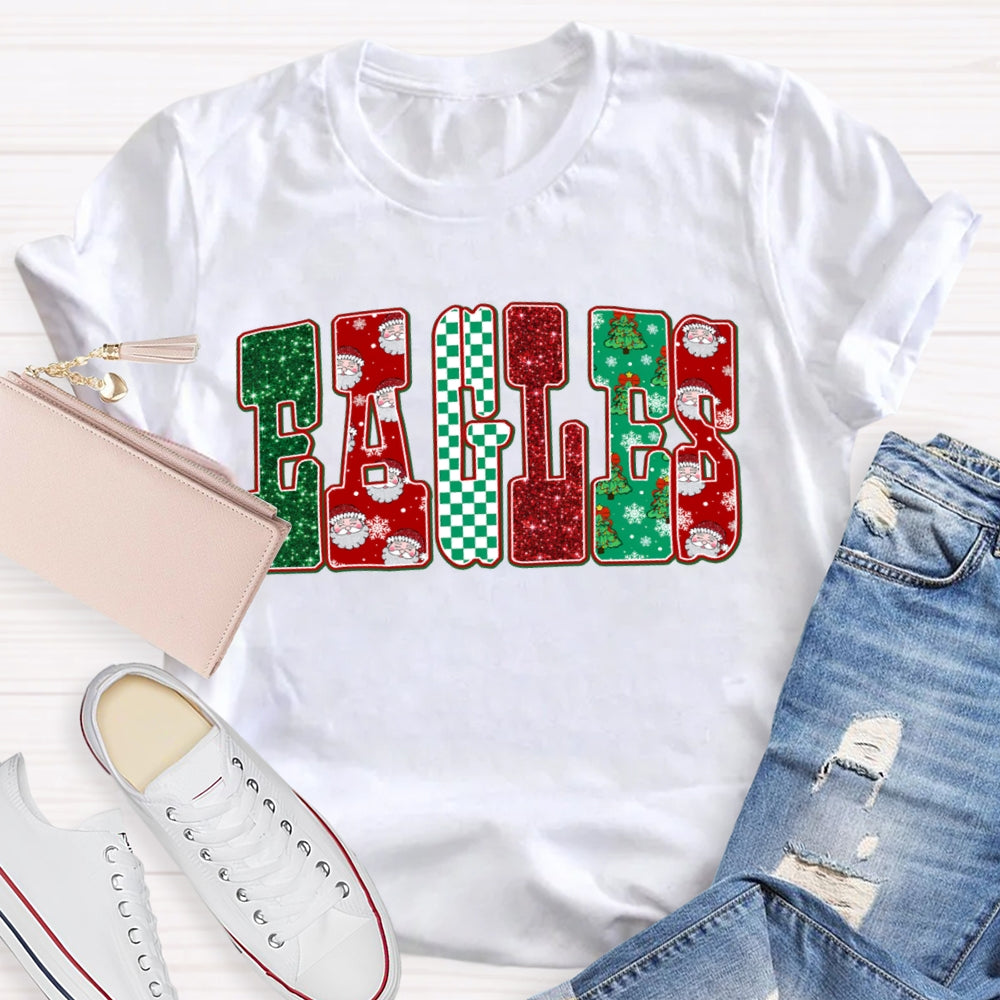 Personalized School Mascot Eagles Christmas Vibes T-shirt