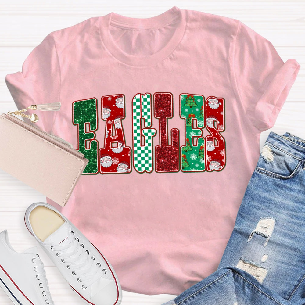 Personalized School Mascot Eagles Christmas Vibes T-shirt