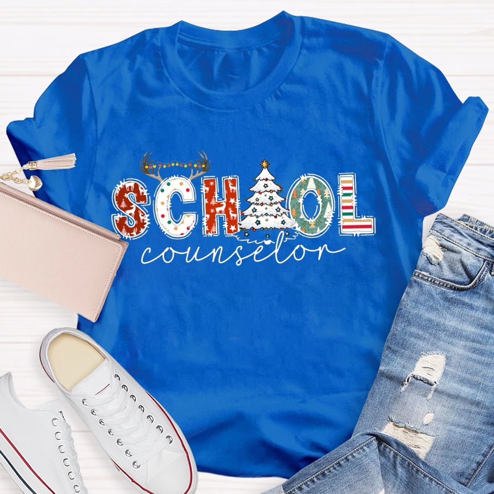 School Counselor Christmas Tree Christmas Vibes T-shirt