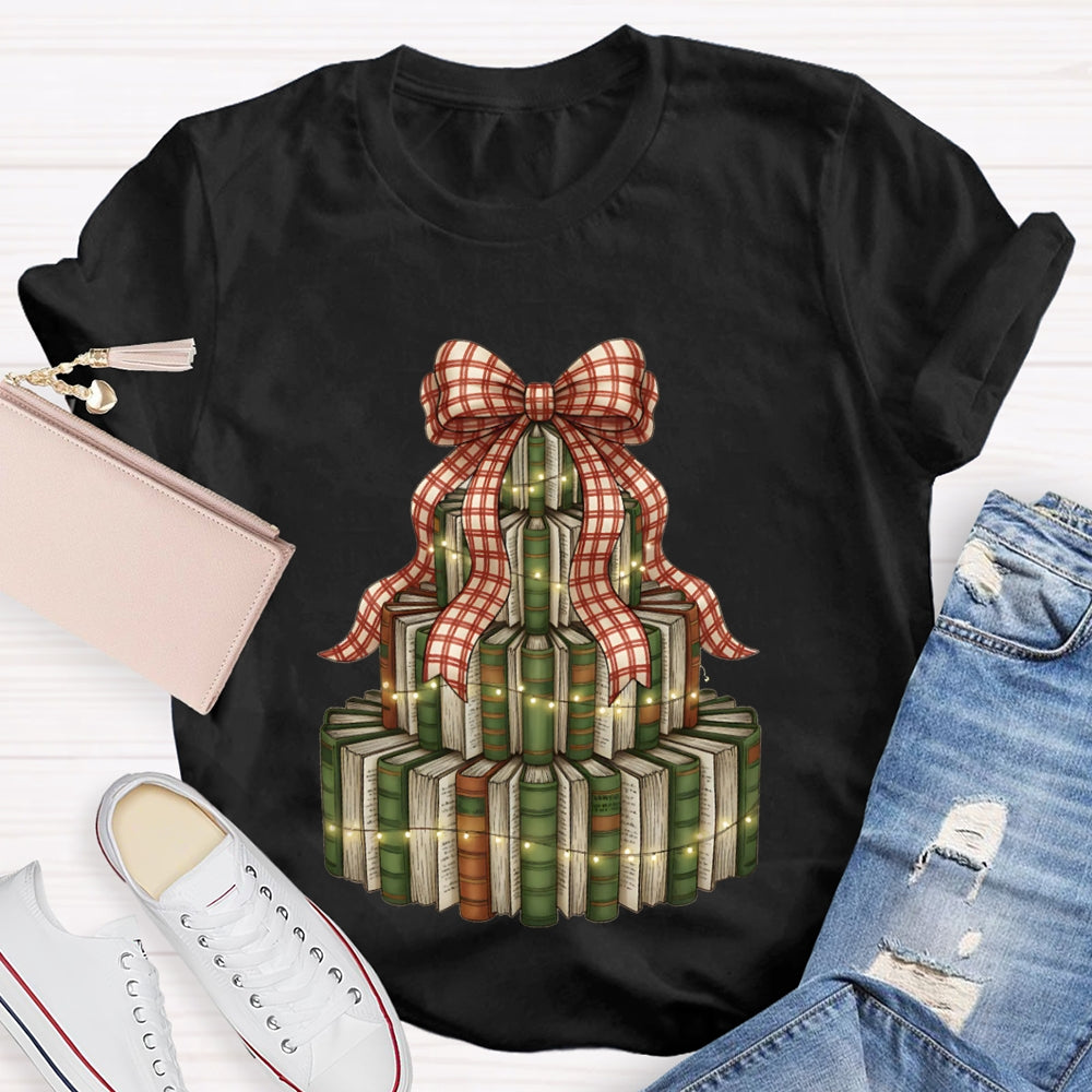 Christmas Tree Books Bows And Lights Christmas T-shirt