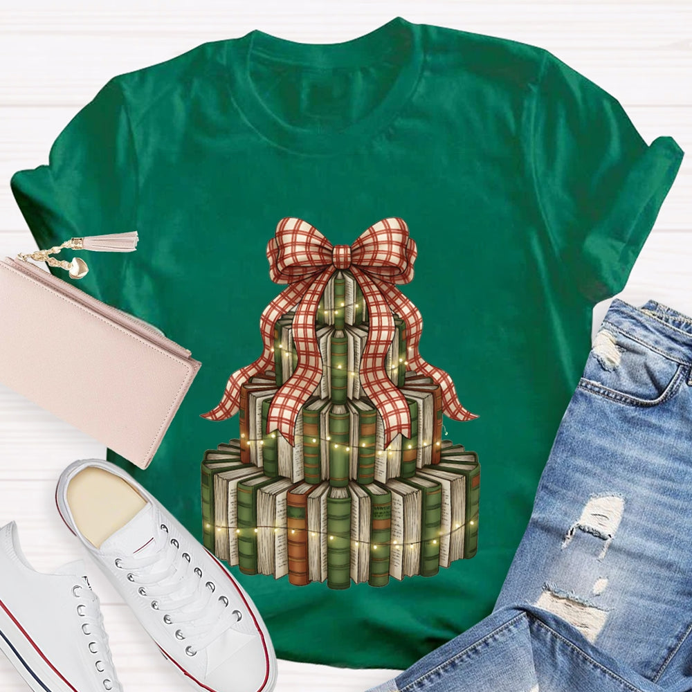 Christmas Tree Books Bows And Lights Christmas T-shirt