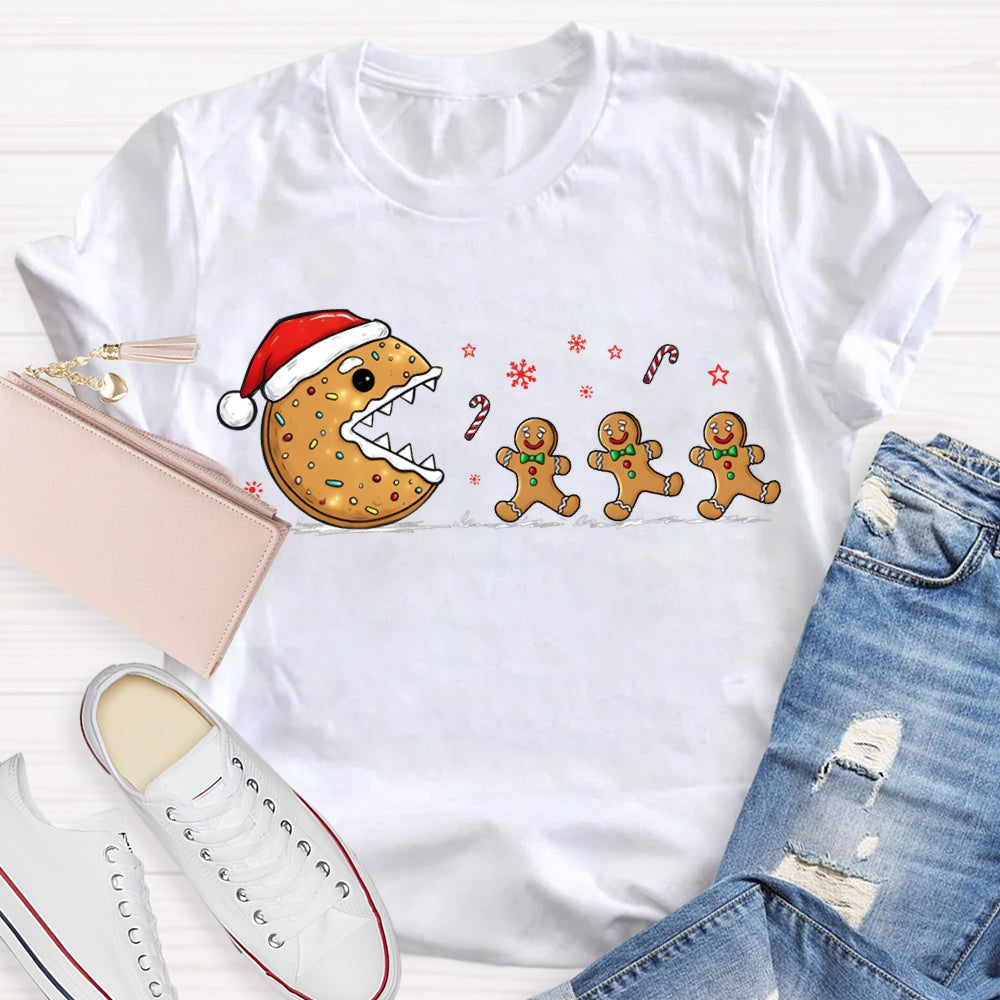 Christmas Biscuit Santa Hat And Snowflakes Christmas Vibes T-shirt