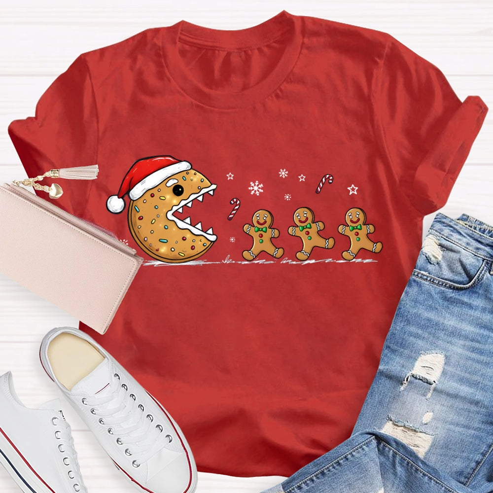 Christmas Biscuit Santa Hat And Snowflakes Christmas Vibes T-shirt