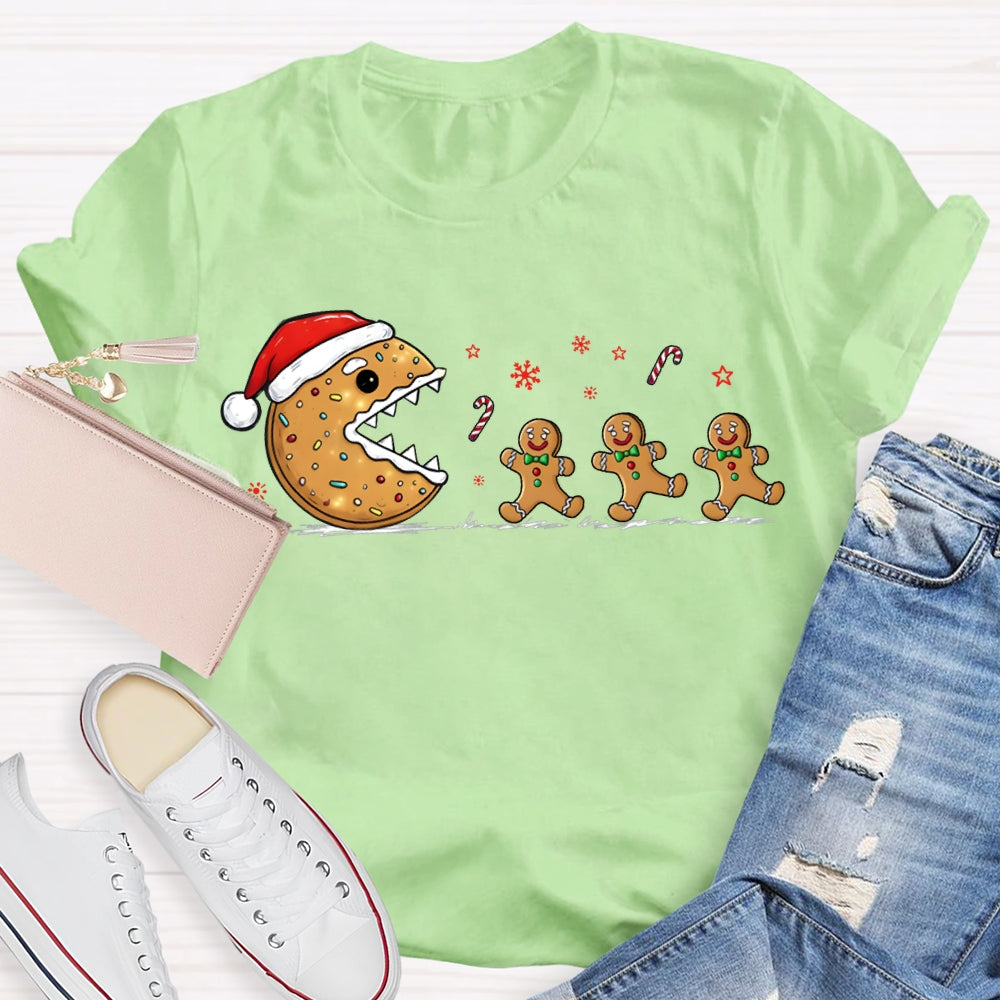 Christmas Biscuit Santa Hat And Snowflakes Christmas Vibes T-shirt