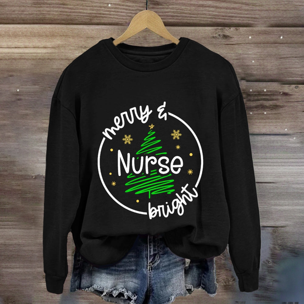 Merry Bright Nurse Sweatshirt