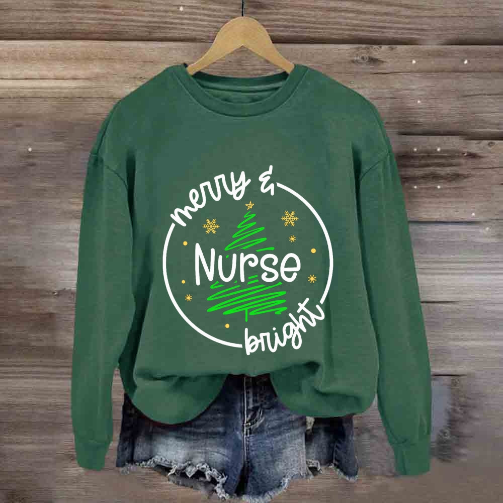 Merry Bright Nurse Sweatshirt