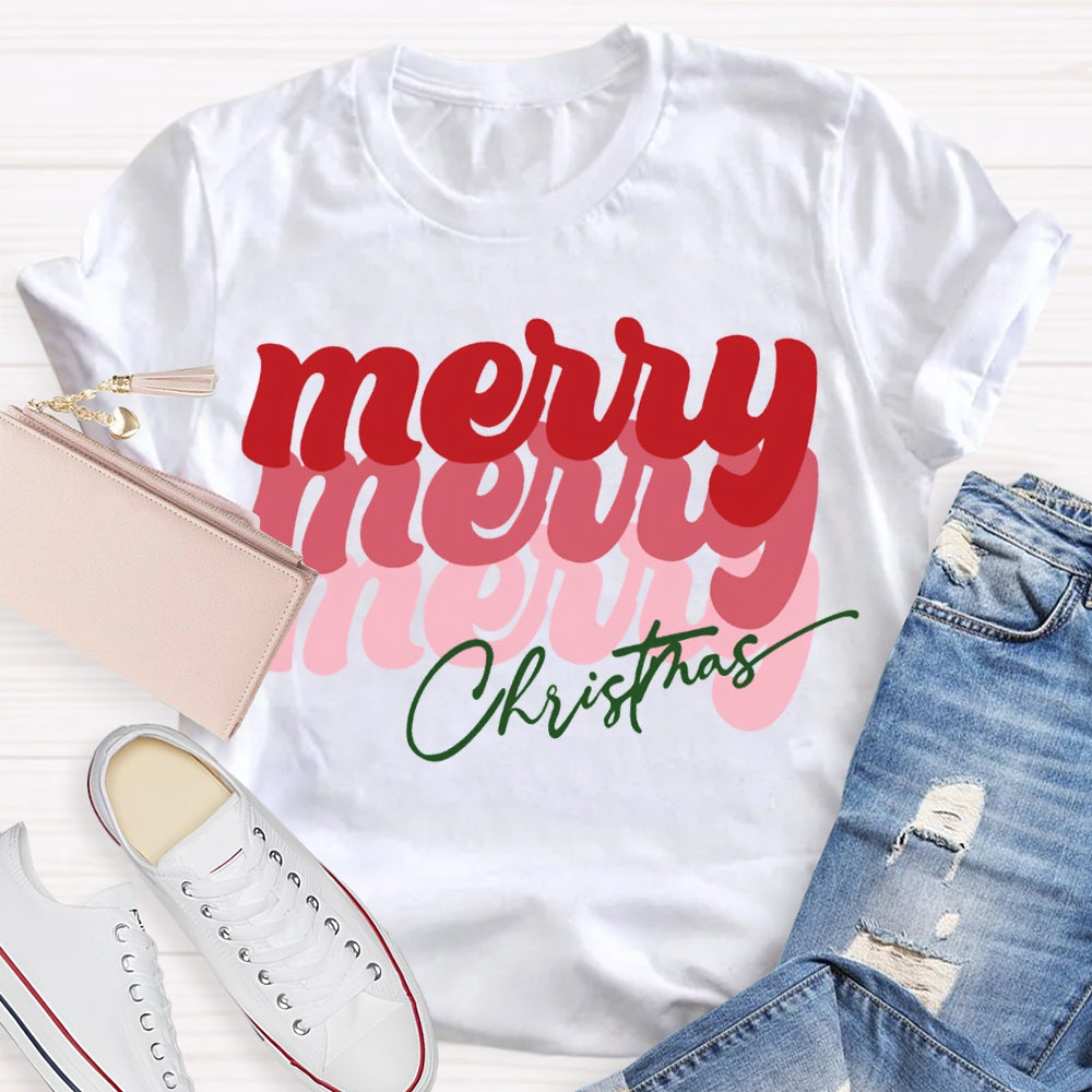 Merry Christmas Color Fonts Christmas Vibes T-shirt