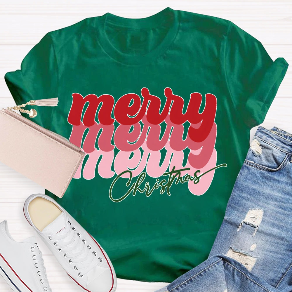 Merry Christmas Color Fonts Christmas Vibes T-shirt