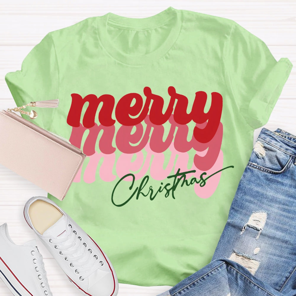 Merry Christmas Color Fonts Christmas Vibes T-shirt