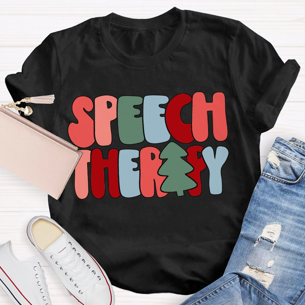 Speech Therapy Color Christmas Vibes Fonts T-shirt