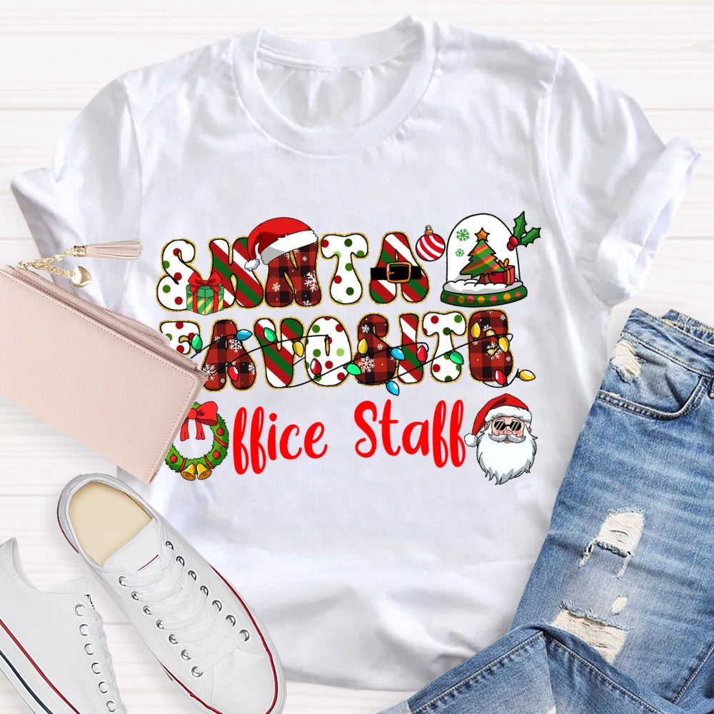 Santa'S Favorite Office Stall Christmas Vibes Fonts T-shirt