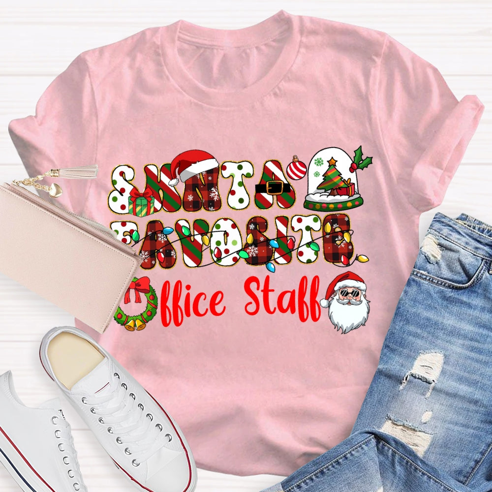 Santa'S Favorite Office Stall Christmas Vibes Fonts T-shirt