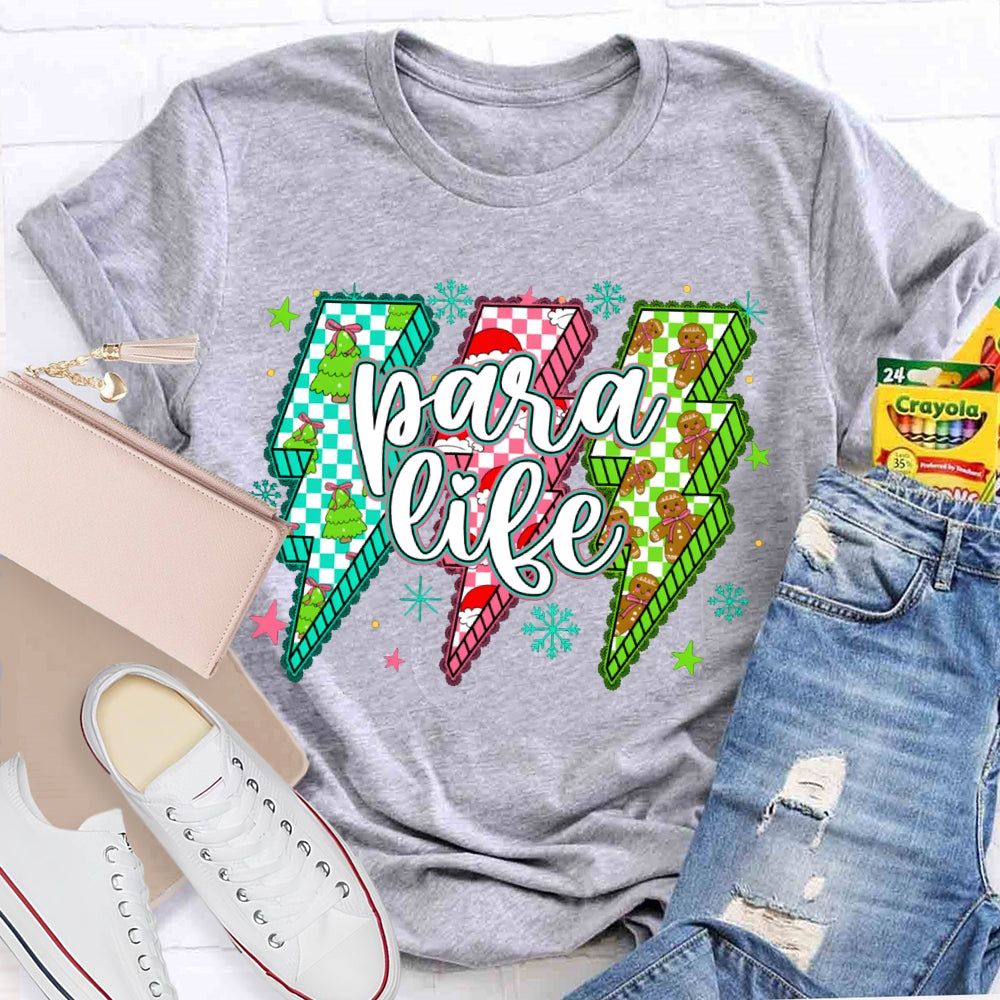Para Life Lightning Print Christmas T-shirt