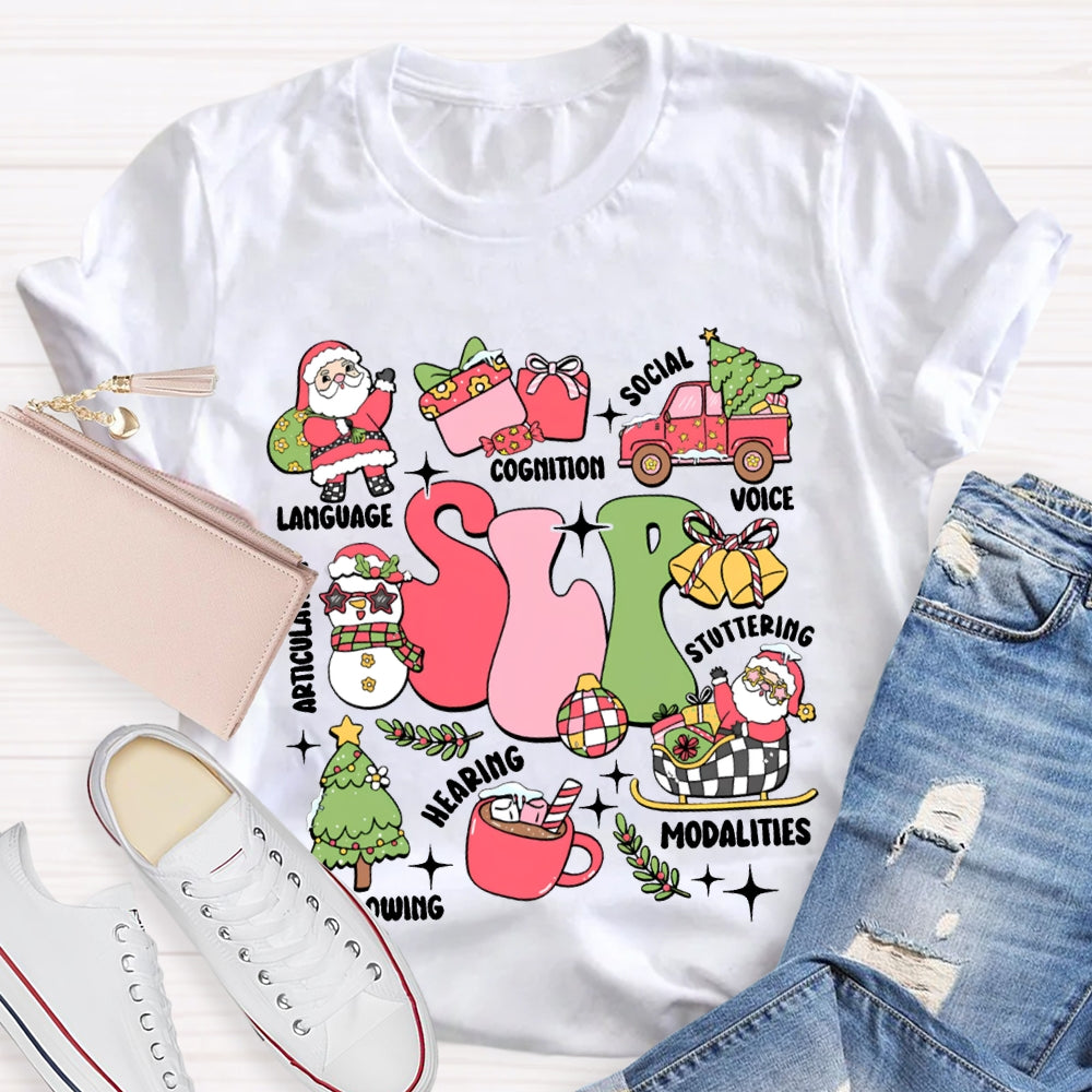 Slp Language Cognition Social Voice Stuttering Christmas T-shirt