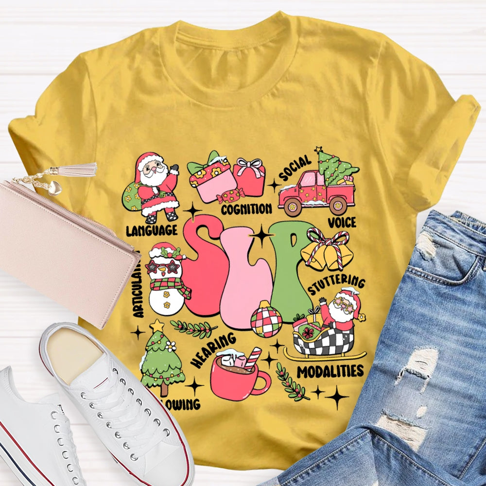 Slp Language Cognition Social Voice Stuttering Christmas T-shirt