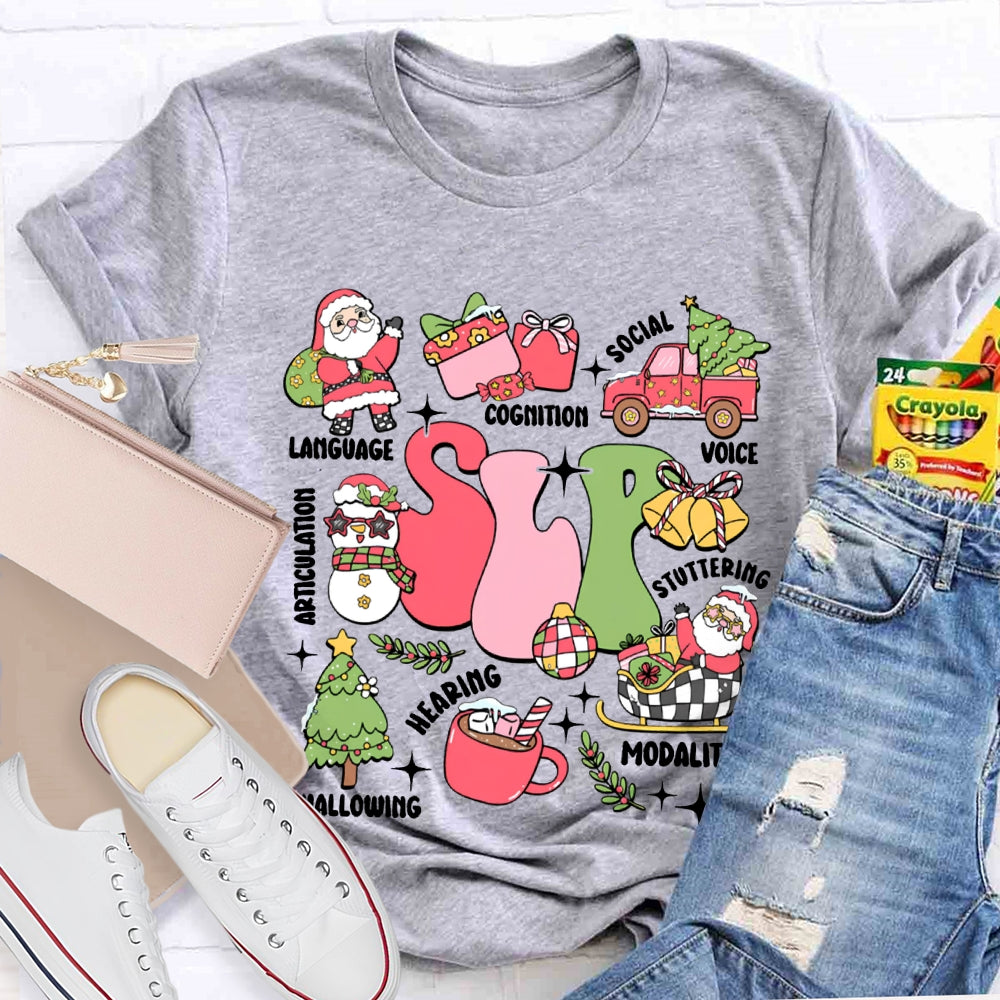 Slp Language Cognition Social Voice Stuttering Christmas T-shirt