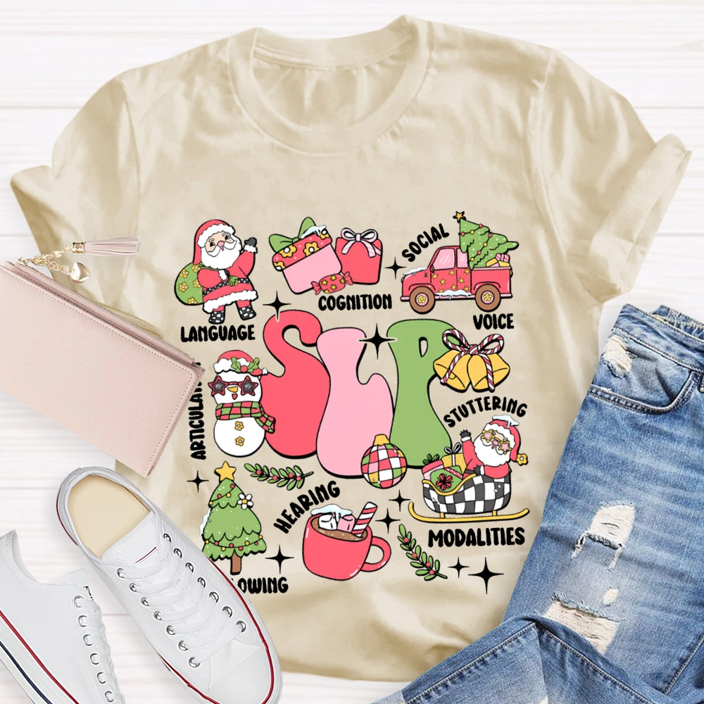 Slp Language Cognition Social Voice Stuttering Christmas T-shirt